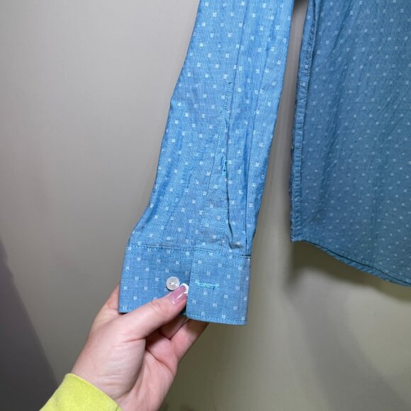 Men's Medium Calvin Klein Blue Long Sleeve Button Down Shirt - Picture 6 of 8